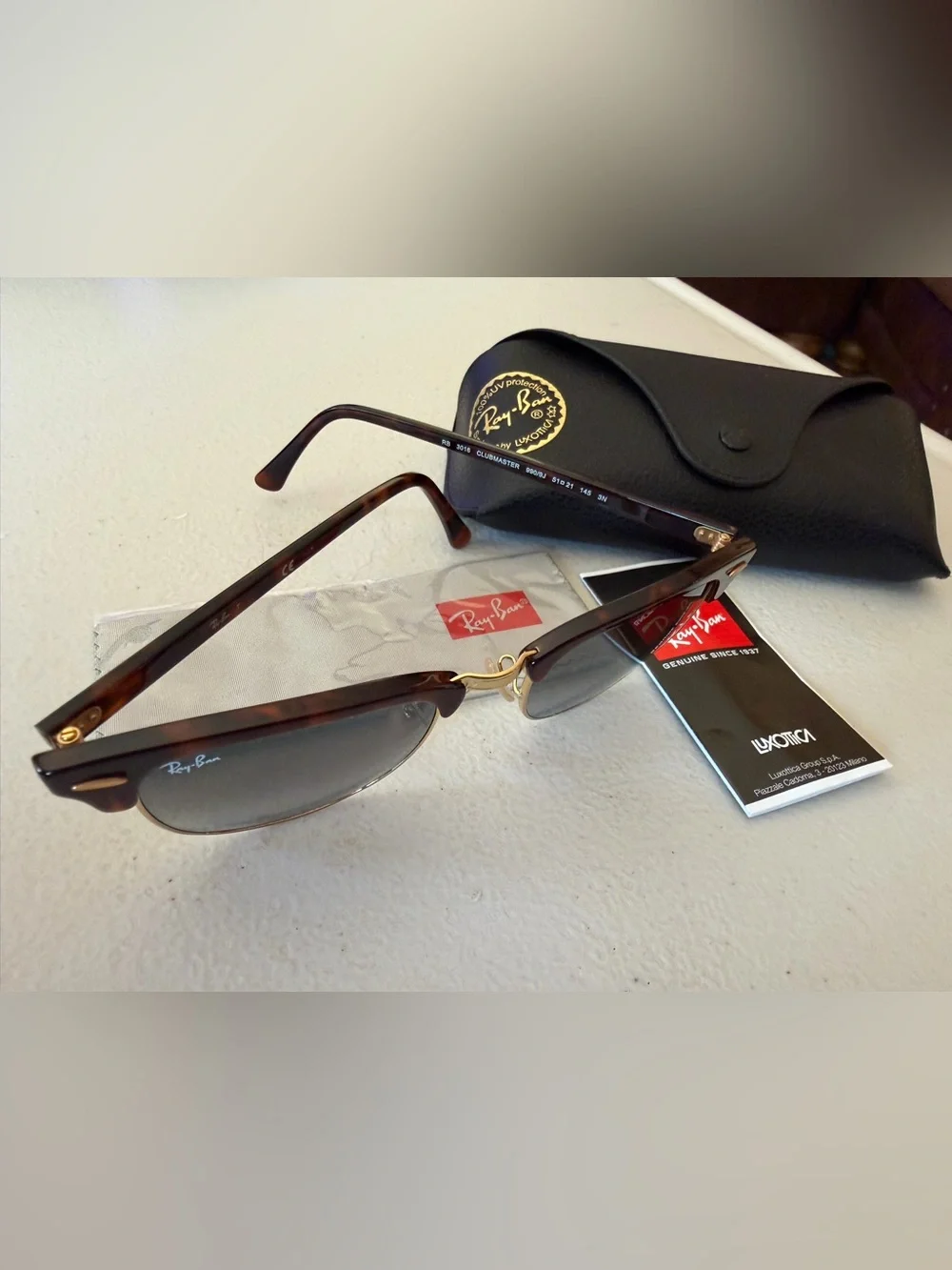 Ray-Ban Clubmaster Style Sunglasses with Brown & Gold Frame